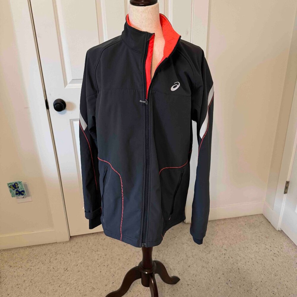 Asics Soft Shell Track Jacket Gray With Orange Li… - image 6